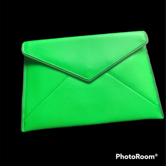 Rebecca Minkoff Neon Green Envelope Clutch - Picture 3 of 10
